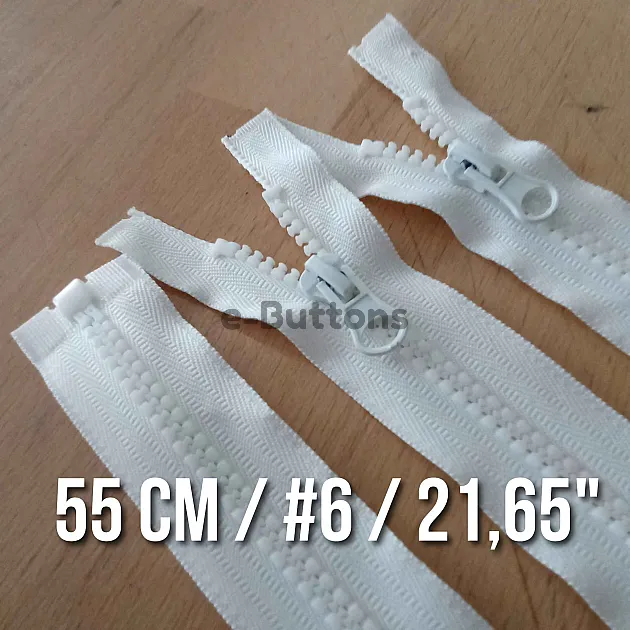 Molded Plastic Jacket Zipper 55 cm #5 21,66" Separated ZPK0055T5PROMO
