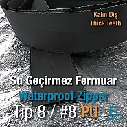 Şerit Su Geçirmez Fermuar T8 Kalın Diş PU ZP00SERITT8PU