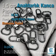 Keychain Hook 1,5 cm -0.6" Black Nickel Color Parrot Hook 50 Pieces / Pack A 546 PROMO1