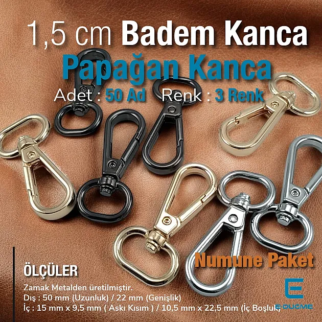 1.5 cm Bag Hook - Almond Hook - Parrot Hook - Spring Swivel Hook Special Coating S 20275