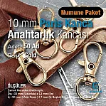 10 mm Paris Kanca Yaylı Döner Kancalar - Anahtarlık Kancası - Papağan Kanca (100 Adet/Paket) S1351