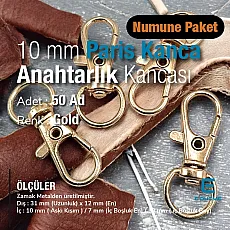 10 mm Paris Kanca Yaylı Döner Kancalar - Anahtarlık Kancası - Papağan Kanca (100 Adet/Paket) S1351