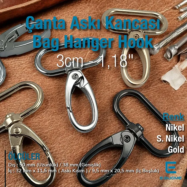 3 cm Scorpion Hook - Bag Hanger Hook - Spring Swivel Hook Special Coating Color S1759
