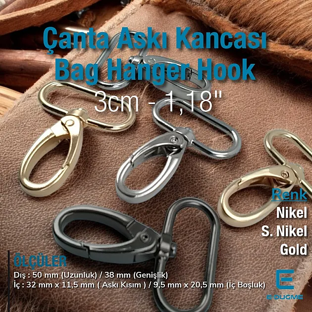 3 cm Scorpion Hook - Bag Hanger Hook - Spring Swivel Hook Special Coating Color S1759