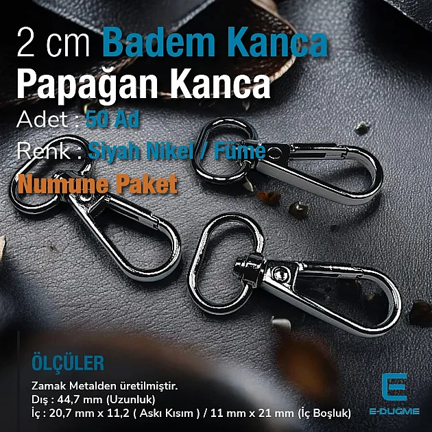 Papağan Kanca - 20 mm Yay Kanca - Badem Kanca (100 Adet/Paket) S24696