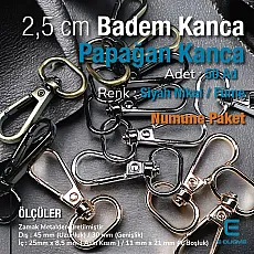 25 mm Papağan Kanca - Badem Kanca - Yaylı Döner Kanca (100 Adet/Paket) S24699