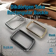 3 cm Rectangular Buckle - Frame Buckle Special Metal Coating S 1220