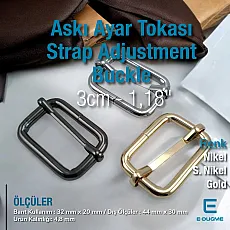 3 cm Strap Adjustment Buckle Single Slider Special Metal Plating Color S 1276