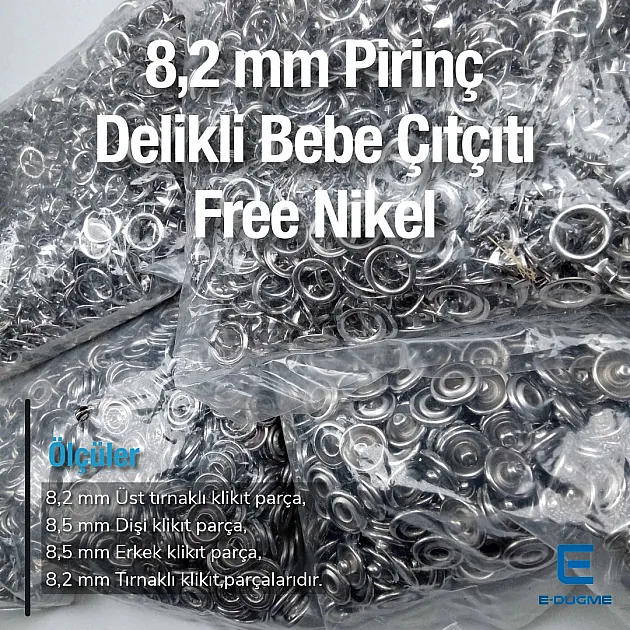 Klikıt 8 mm  Çıtçıt - Bebe Çıt Çıtı 1000 Adet ERBCLK0008P