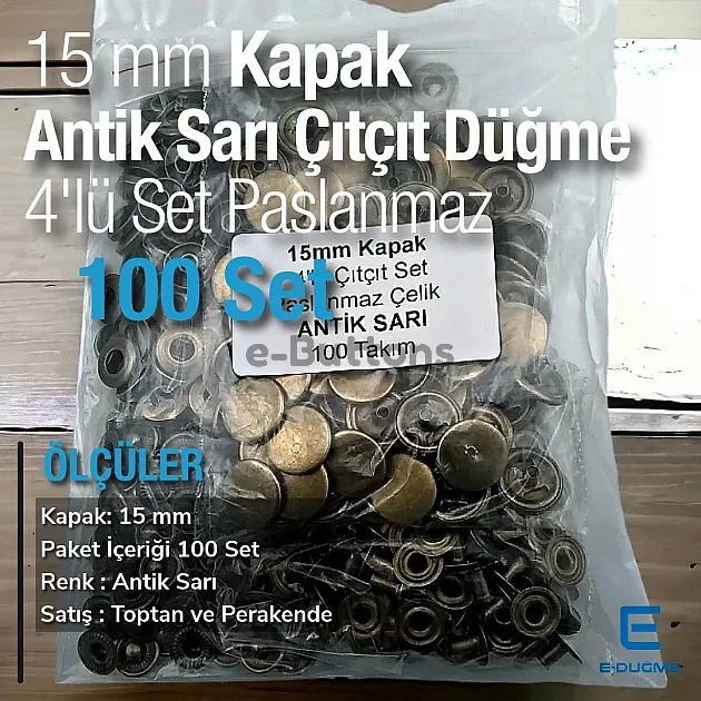 15 mm Snap Button Stainless 100pcs/Pk C00016PPK