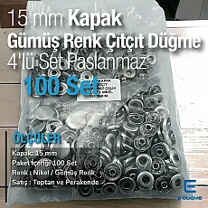 15 mm Çıtçıt Düğme Paslanmaz 100 adet/Pk  C00016PPK