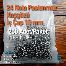 25/64" Stainless Steel Eyelet Inner Diameter 10 mm (250 Pcs/Pack) ER0024PPK