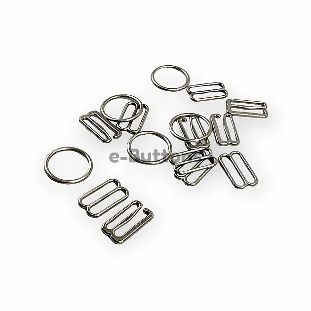 15 mm Bra Strap Adjuster Set - Strap Adjustment Buckle Hook and Loop AK00150