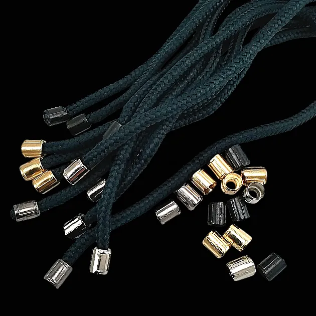 Metal Cord End 4 mm Cord Entry Small Cylinder Model - Patterned and Aesthetic Design E 2253