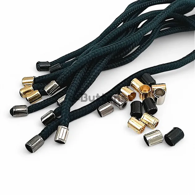 Metal Cord End 4 mm Cord Entry Small Cylinder Model - Patterned and Aesthetic Design E 2253