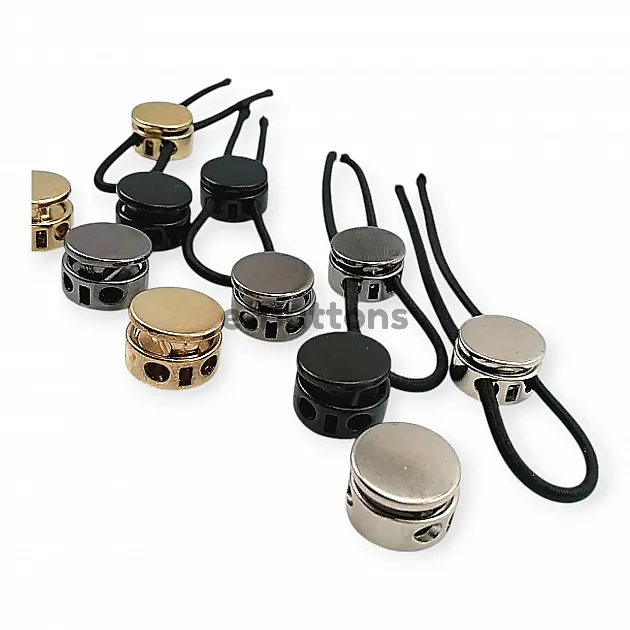 15 mm Tek Basma Düğmeli Mayın Stoper Çift Bağcık Delikli  Kordon Kilidi E 2206