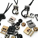 Single Hole Metal Cord Lock 8x4 mm Hole Diameter and Bead Combination E 69 - E 1596
