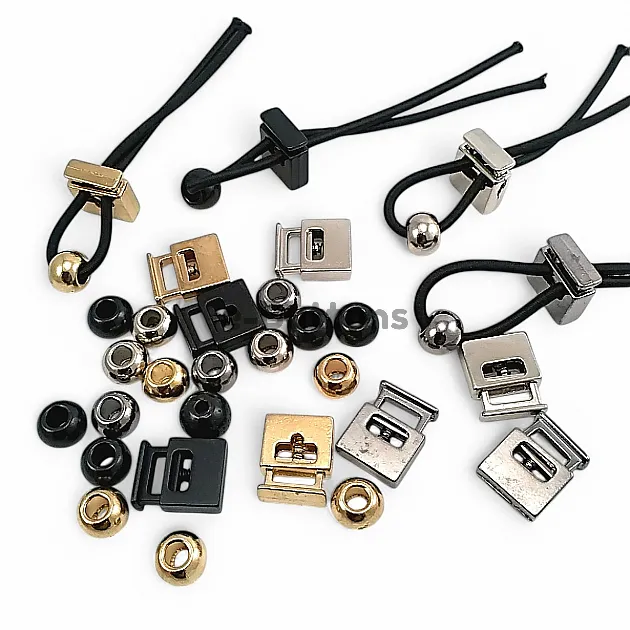 Single Hole Metal Cord Lock 8x4 mm Hole Diameter and Bead Combination E 69 - E 1596