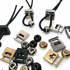 Single Hole Metal Cord Lock 8x4 mm Hole Diameter and Bead Combination E 69 - E 1596