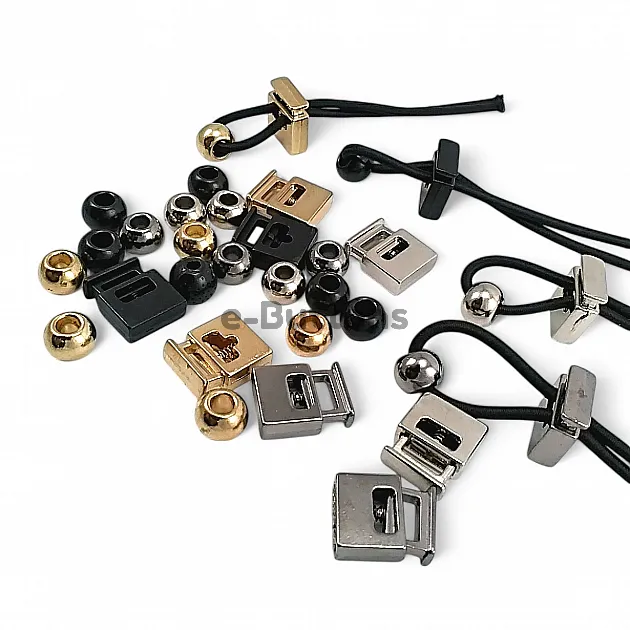 Single Hole Metal Cord Lock 8x4 mm Hole Diameter and Bead Combination E 69 - E 1596