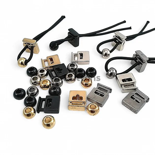 Single Hole Metal Cord Lock 8x4 mm Hole Diameter and Bead Combination E 69 - E 1596