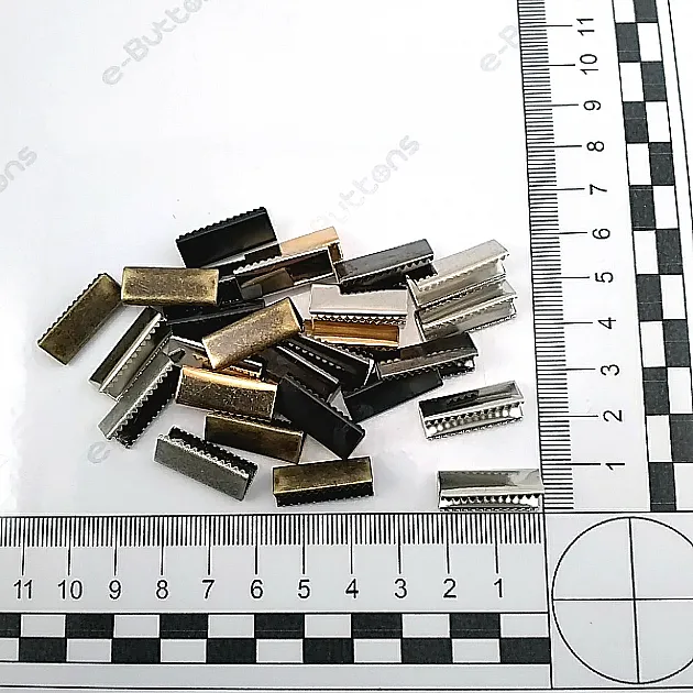 Pinch Cord End 20 mm x 7.6 mm - Open Edge Pinch Cord End Brass DGK0020