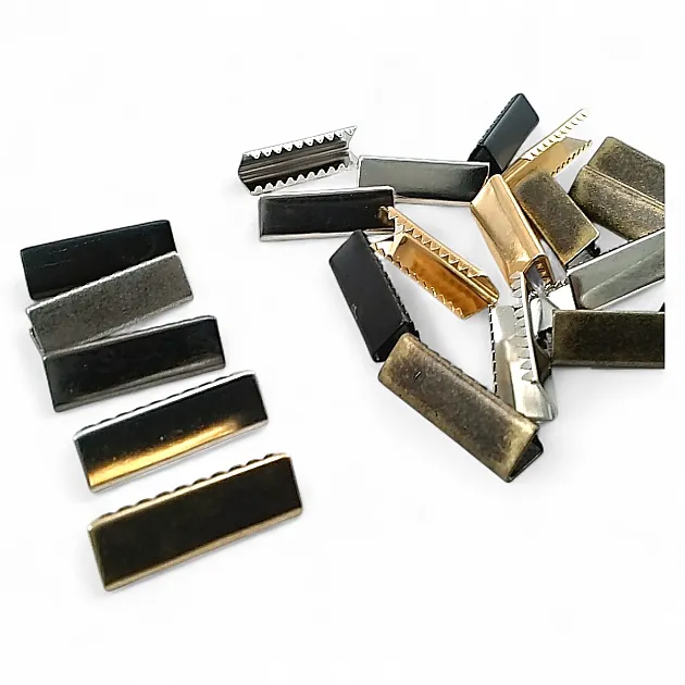 Cord End Pinch 25 mm x 8 mm - Brass Open Edge Pinch Cord End DGK0025