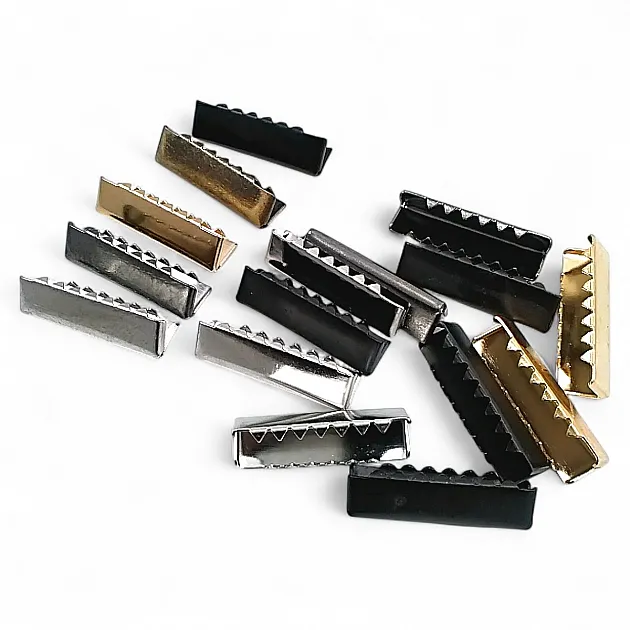 Pinch Cord End 30 mm x 8.3 mm - Open Edge Pinch Cord End Brass DGK0030K