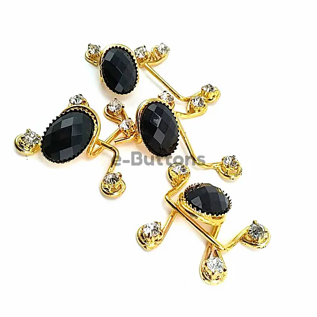 60 mm Black Stone Gold Color Agraf Buckle BRS0048 60 mm Black Stone Gold Color Agraf Buckle BRS0048
