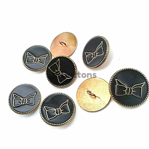 Ayaklı Düğme Papyon Desenli Desenli Ortası Mineli 23 mm - 37 Boy D 0006