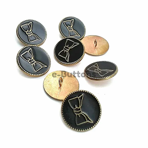 Ayaklı Düğme Papyon Desenli Desenli Ortası Mineli 23 mm - 37 Boy D 0006