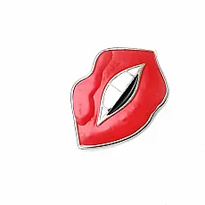 Enameled Lip Shape Gold Color Stylish Brooch BRS0006