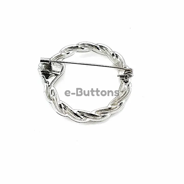 Pearl Stone Ring Shape Silver Color Brooch BRS0015