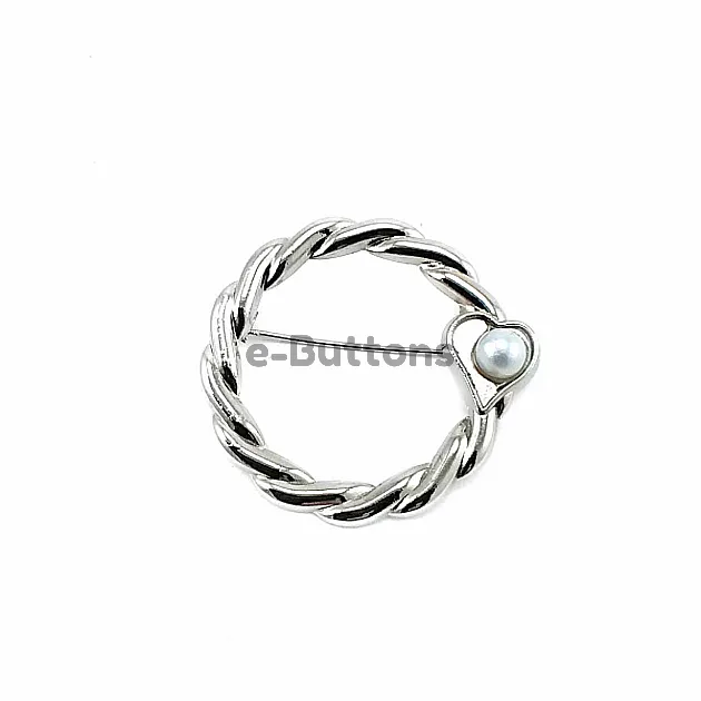 Pearl Stone Ring Shape Silver Color Brooch BRS0015