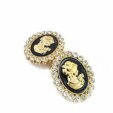 Brooch - Woman Illustrated Gold Color BRS0033