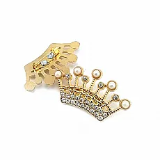 Crown Shape Stone Gold Color Brooch BRS0039