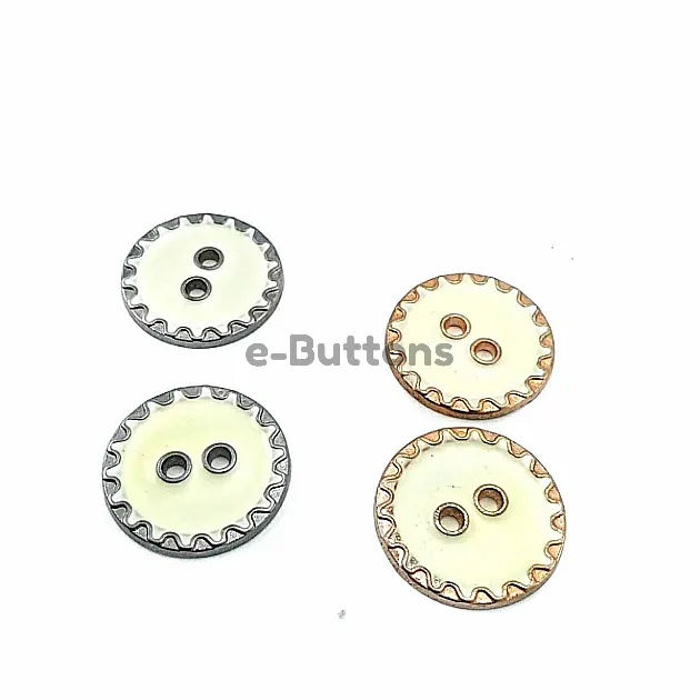 22 mm - 35 Length Edges Zigzag Patterned Enameled 2 Sewing Buttons D 0018
