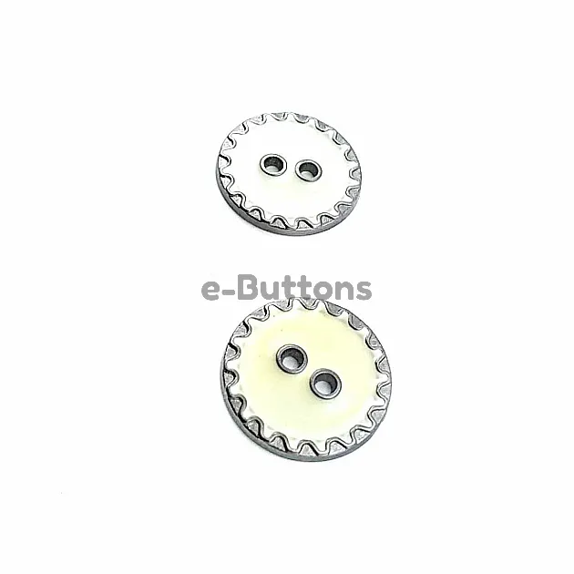 22 mm - 35 Length Edges Zigzag Patterned Enameled 2 Sewing Buttons D 0018