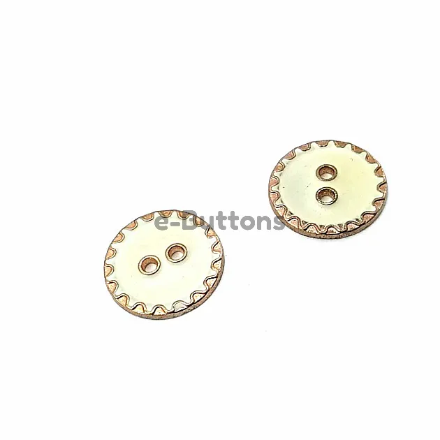 22 mm - 35 Length Edges Zigzag Patterned Enameled 2 Sewing Buttons D 0018