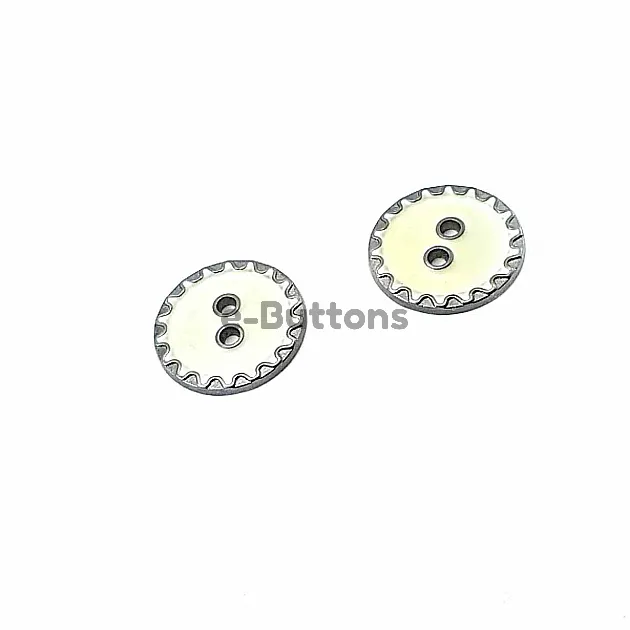 22 mm - 35 Length Edges Zigzag Patterned Enameled 2 Sewing Buttons D 0018