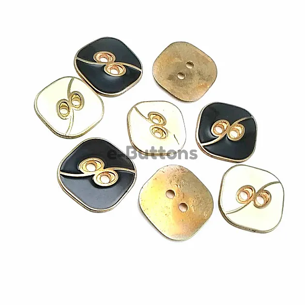 Square Enameled Button With Two Holes 25 mm - 40 Size D 0020