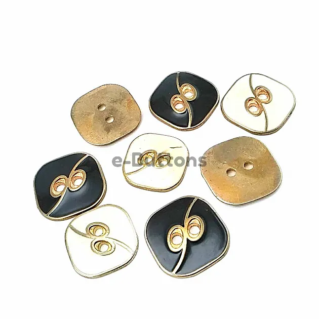 Square Enameled Button With Two Holes 25 mm - 40 Size D 0020