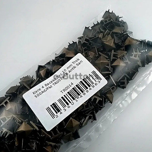 Metal Trok Antique Yellow 10 mm Four Legged Pyramid Patterned Prong Stud (500 pcs / Package) TR0014PKA