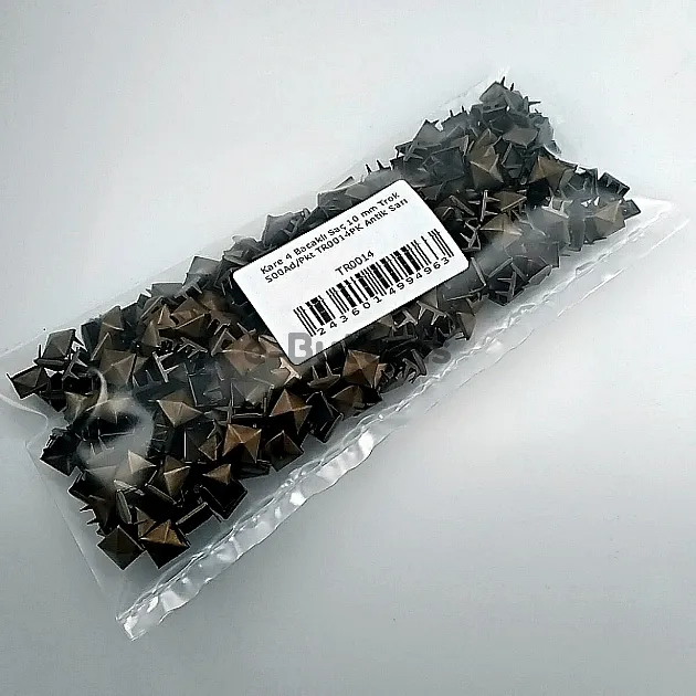 Metal Trok Antique Yellow 10 mm Four Legged Pyramid Patterned Prong Stud (500 pcs / Package) TR0014PKA
