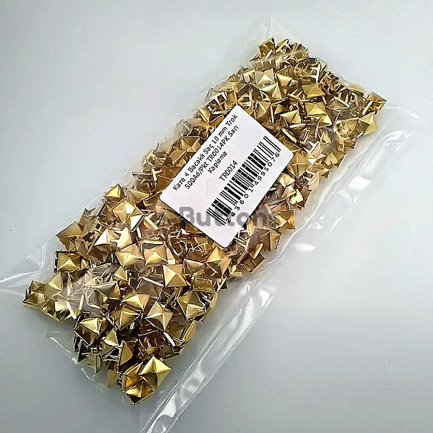 Pyramid Patterned Yellow Metal Trok 10 mm Prong Stud Four Legged (500 pcs / Package) TR0014PKS