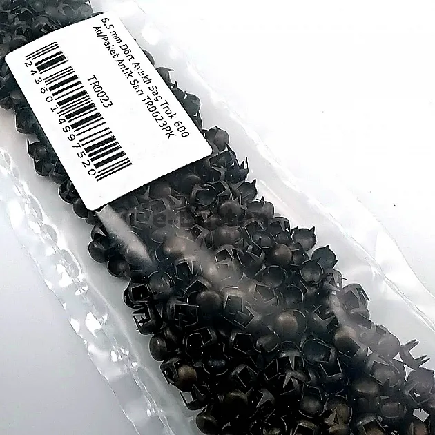 Tırnaklı Saç Trok 6,5 mm Antik Sarı Renk Süs Trok (600 Ad/Paket) TR0023PKA
