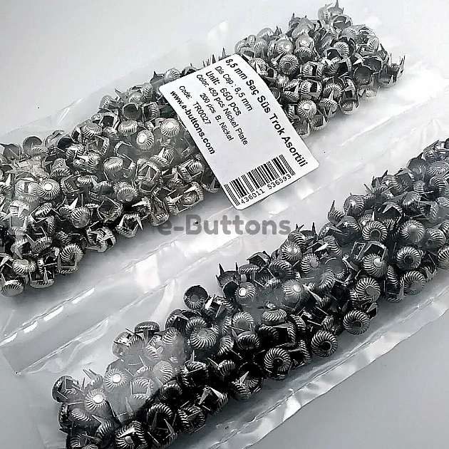 Tırnaklı Trok 8,5 mm Asorti Girdap Desenli Süs Saç Trok (650 Ad/Paket) TR0027PKAS