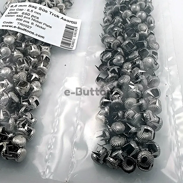 Tırnaklı Trok 8,5 mm Asorti Girdap Desenli Süs Saç Trok (650 Ad/Paket) TR0027PKAS