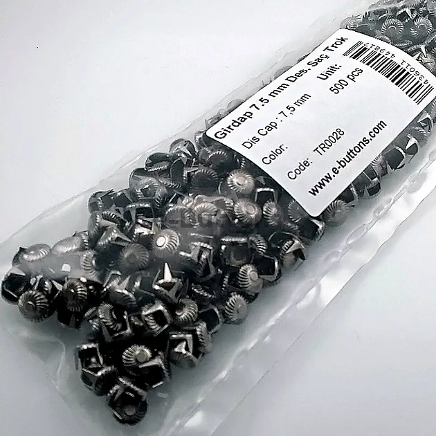 Metal Trok Black Nickel 7.5 mm Prong Stud Swirl Pattern Six Legged (500 pcs / Package) TR0028PK