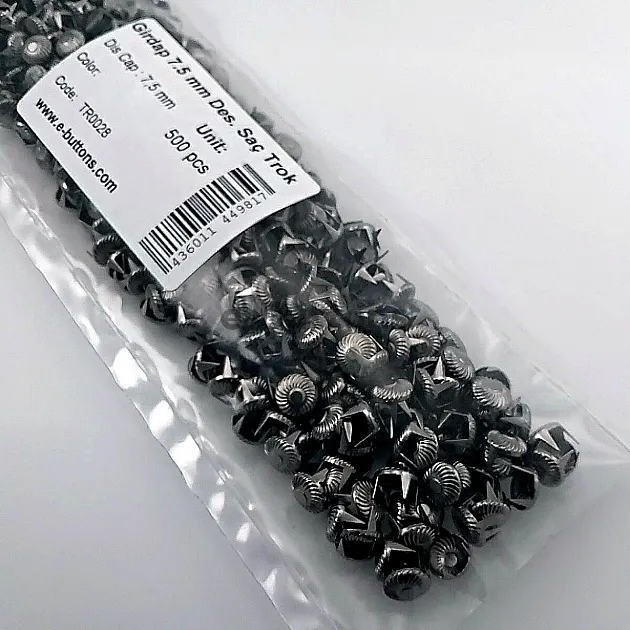 Metal Trok Black Nickel 7.5 mm Prong Stud Swirl Pattern Six Legged (500 pcs / Package) TR0028PK